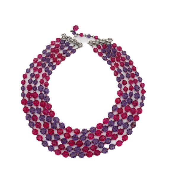 Marvella Vintage 50's Four Strand Beaded Necklace - Picture 1 of 4